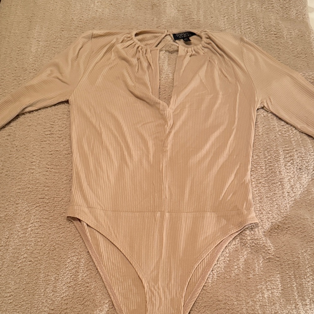 Topshop Cream Long Sleeve Bodysuit
